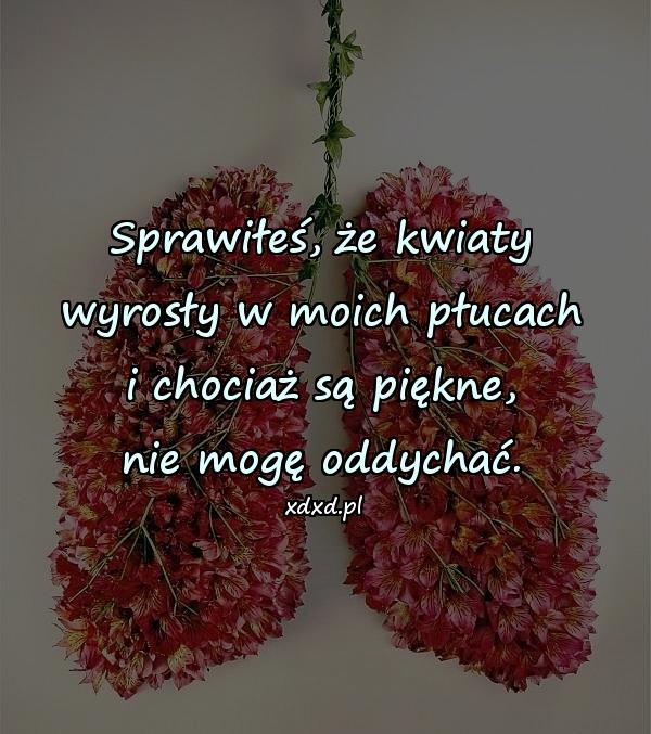 Sprawiłeś, że kwiaty wyrosły w moich płucach i chociaż są piękne, nie mogę oddychać.
